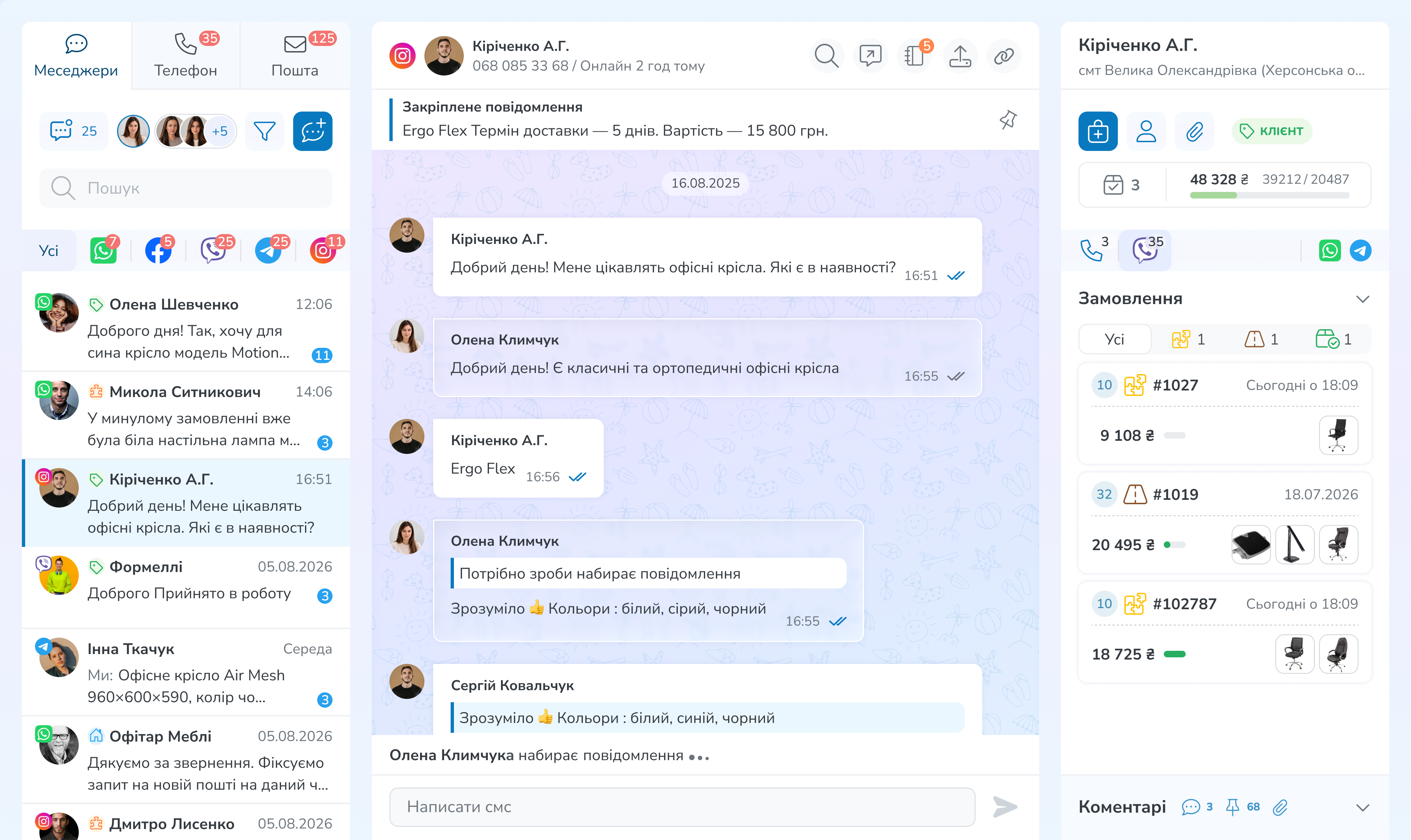 Переписки в месенджерах усередині CRM